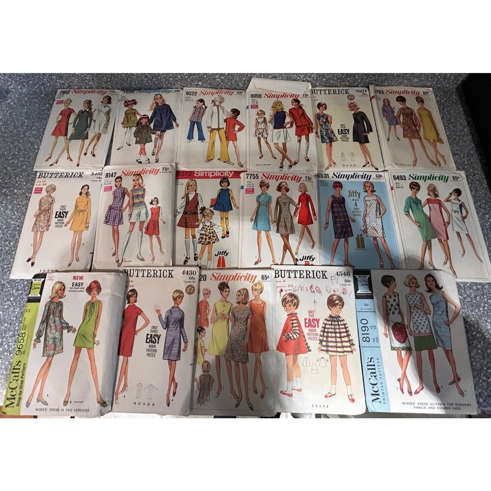 Lot of 17 Sewing Patterns Simplicity, Butterick,  McCalls ETC Uncut and Cut
